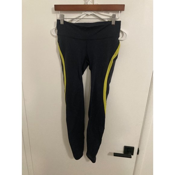 GapFit Women's Gfast Leggings, Navy/Yellow, Small - Picture 1 of 2